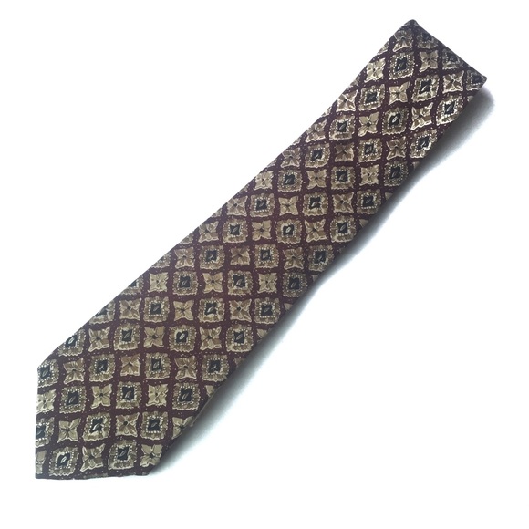 TOMMY HILFIGER Italian Silk Tie Maroon with Diamonds - Picture 2 of 8